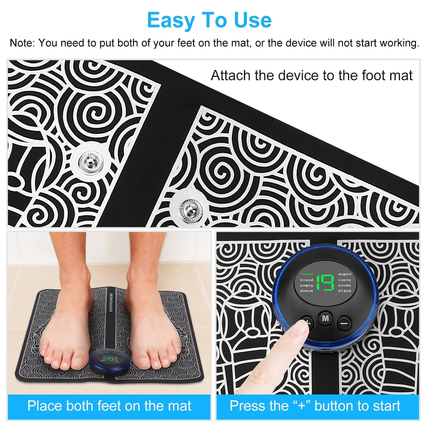 Electric Foot Massager Pad with Remote