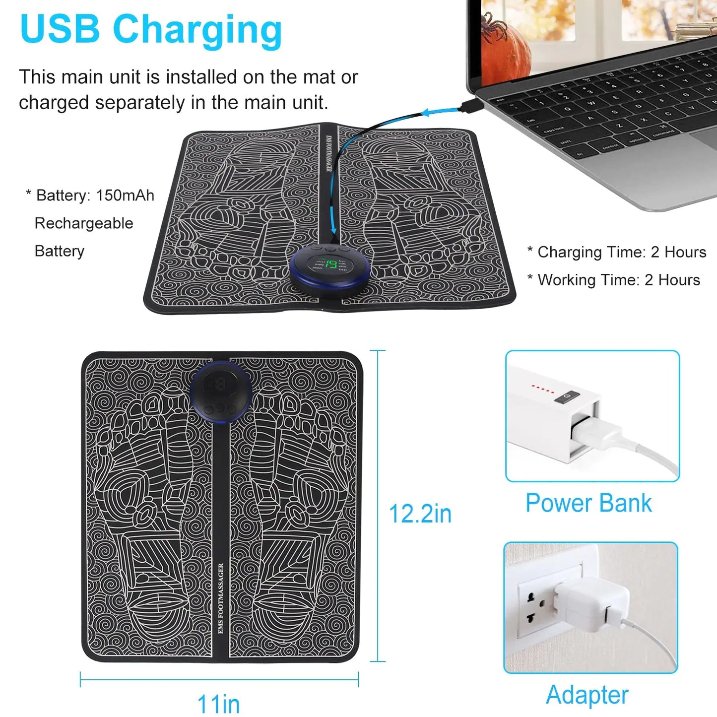 Electric Foot Massager Pad with Remote