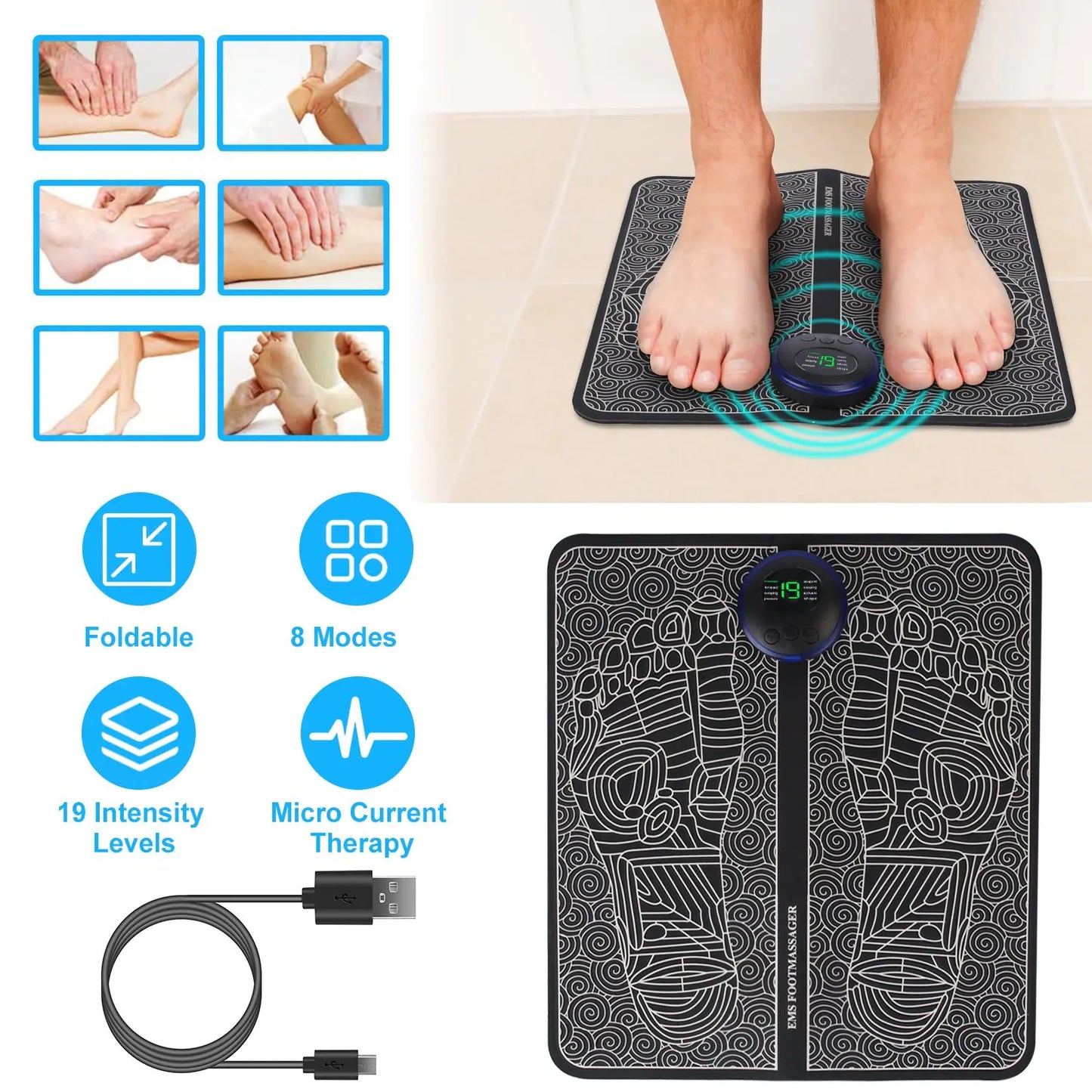 Electric Foot Massager Pad with Remote